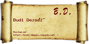 Budi Dezső névjegykártya